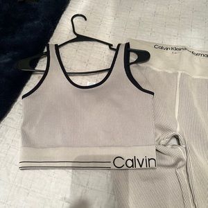Calvin Klein tank and yoga pants